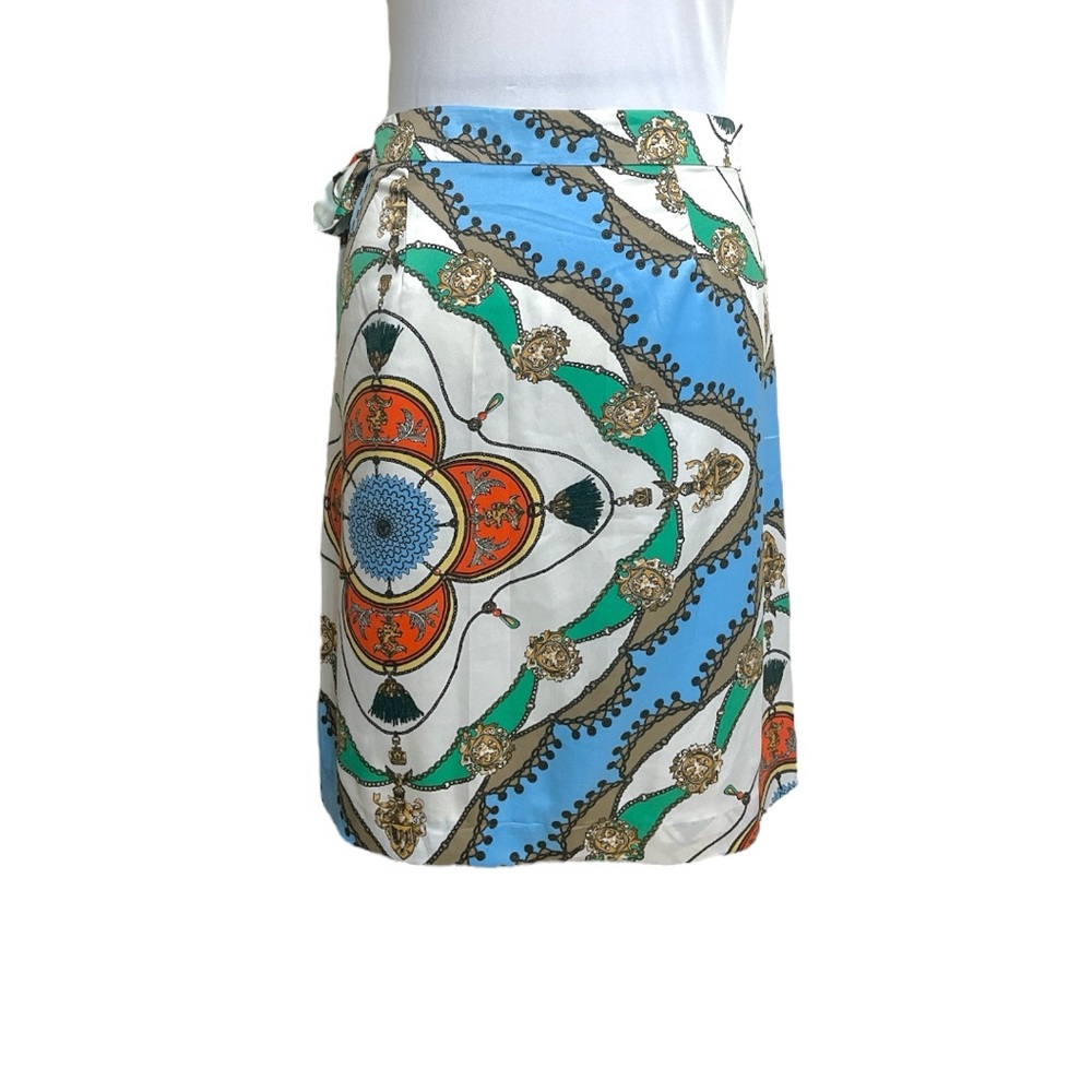 TOMMY HILFIGER Wrap Around Skirt Floral blue cream yellow orange Size 2